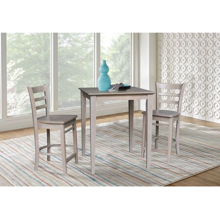 International Concepts 30 in. x 30 in. Counter Height Table with 2 Emily Counter Height Stools - 3 Piece Set K09-3030-S6172-2